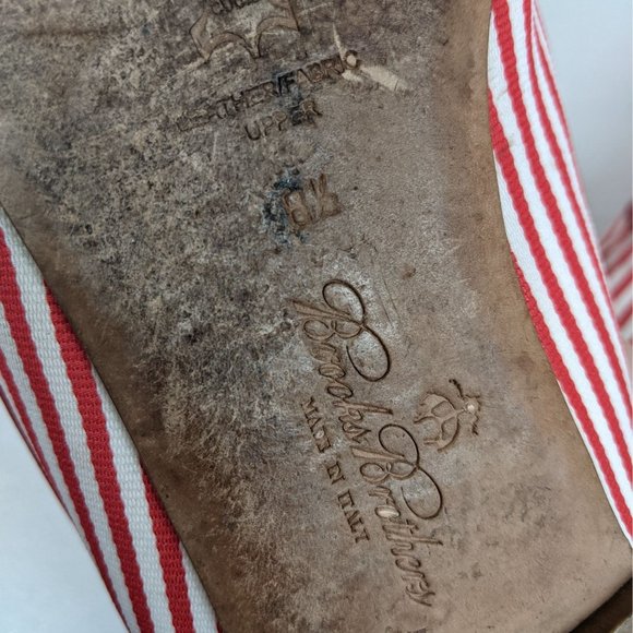 Brooks Brothers Red White Striped Leather Flats 8.5 Cute Date - Picture 10 of 10